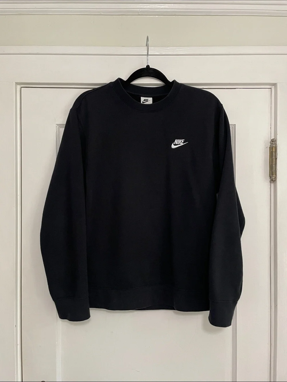 Nike Unisex Black Crewneck Sweatshirt with White Swoosh
